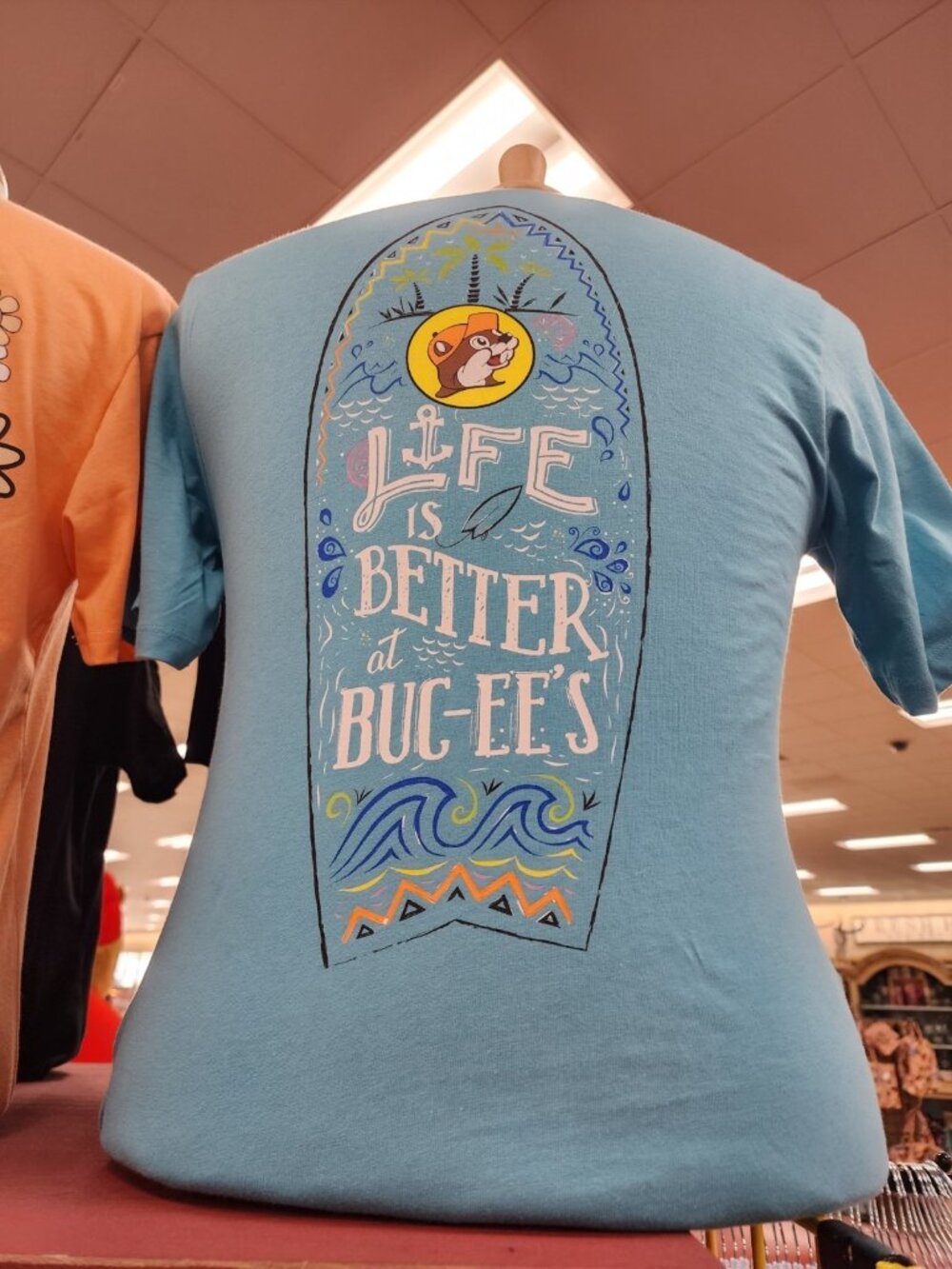 NWT buc ees t shirts Blue 100% Cotton Men's 2X Life Is Better At Buc-ees